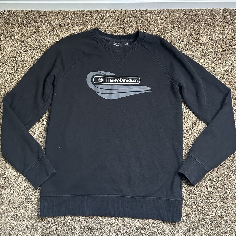 Harley Davidson Womens Crewneck Sweatshirt Sportster Medium Black Gray Sz Small